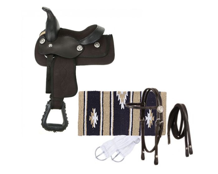 Tough-1 Kunststoff Mini Western Sattelset 8 inch main product photo