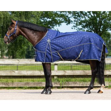 QHP Regendecke Turnout Luxus Fleece 110 Navy Star