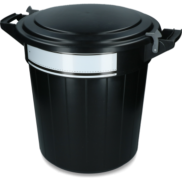 Vplast Einfüllzylinder mit Deckel, Schloss und Schreibetikett 80 l Schwarz