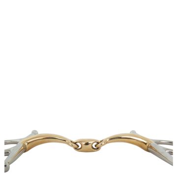 BR Double Broken Gag Gebiß Soft Contact 14 mm Schere 165 mm 12,5 Silber / gold