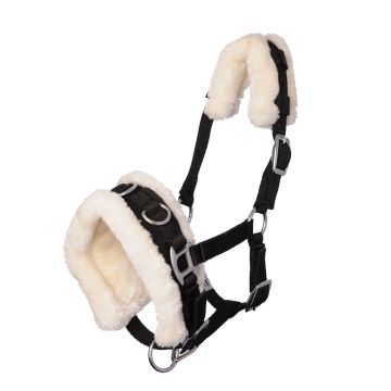 MHS Nylon-Kappzaum mit Fell Pony Schwarz
